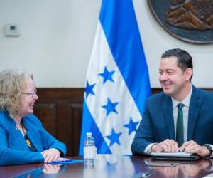 La Encargada de Negocios de la Embajada de Estados Unidos en Honduras, Collen Hoey, y el ministro de Finanzas, Emilio Hércules.