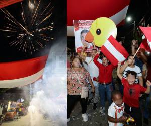 Frente el centro educativo Presentación Centeno, en el barrio Cabañas de San Pedro Sula, un grupo de liberales se congregó para celebrar los primeros resultados del Consejo Nacional Electoral (CNE), que favorecen a Roberto Contreras.