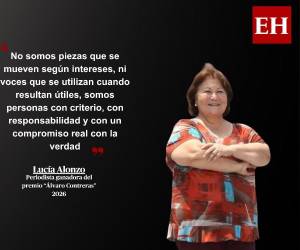 El periodismo no es para callar, es para ser la voz y servir al pueblo hondureño, según la destacada periodista Lucía Alvarado Alonzo, quien hoy recibe con agradecimiento el premio Álvaro Contreras 2026, luego de más de tres décadas informando con la verdad, compromiso y ética a su país. Estas son sus mejores frases: