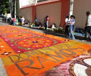 Durante el Domingo de Ramos y el Viernes Santo, las calles se llenan de alfombras de aserrín teñido, que capturan la atención de fieles y visitantes como parte de la celebración.