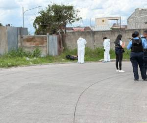 Elementos de Inspecciones Oculares de la Dirección Policial de Investigaciones (DPI) hicieron su trabajo de pericia en el lugar dónde fue encontrado el cuerpo, en la colonia Miraflores.