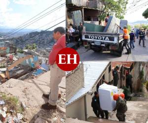 Luego de los deslizamientos producto de la falla geológico producida en la colonia Guillén de Tegucigalpa. varios vecinos, visiblemente consternados por el hecho, fueron obligados a evacuar la zona del derrumbe. A continuación las dolorosas imágenes.