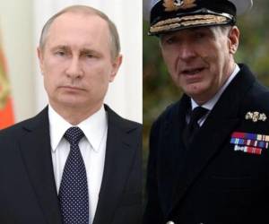 Presidente de Rusia, Vladimir Putin y Tony Radakin, jefe de Estado Mayor de las Fuerzas Armadas británicas.