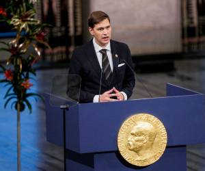 Jørgen Watne Frydnes, presidente del Comité Noruego del Nobel, durante su discurso en la ceremonia del Premio Nobel de la Paz en Oslo.