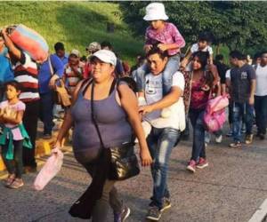 Imagen de archivo de una caravana de migrantes en 2018.