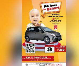 El próximo 25 de septiembre se sorteará un vehículo en beneficio de la Fundación Hondureña para el Niño con Cáncer.