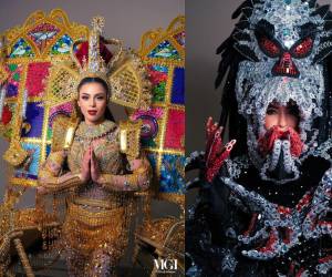 Desde la Virgen de Suyapa de Honduras hasta el “Chupacabras” de Puerto Rico. Estos fueron los extravagantes trajes típicos que usaron las concursantes del Miss Grand International 2023.