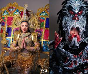 Desde la Virgen de Suyapa de Honduras hasta el “Chupacabras” de Puerto Rico. Estos fueron los extravagantes trajes típicos que usaron las concursantes del Miss Grand International 2023.