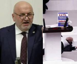 El momento exacto en que el diputado Hasan Bitmez se desploma en el suelo, le está dando la vuelta al mundo a través de redes sociales.