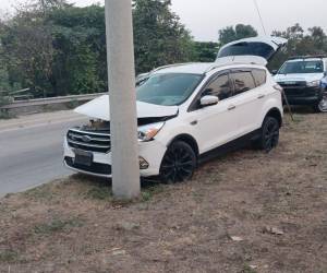 La camioneta impactó contra un poste del tendido eléctrico tras impactar contra la carreta.