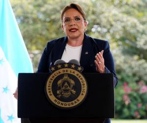 La presidenta Xiomara Castro durante su discurso del 1 de enero de 2024.