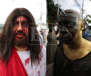 Las manos de los creyentes se llenaron de creatividad al momento de recordar el sufrimiento de Jesús. Así fue representado en el viacrucis de la iglesia El Calvario, realizado en Comayagüela.