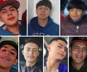 Los rostros de los siete jóvenes que están siendo buscados desesperadamente por sus familiares.