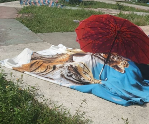 Ambos cuerpos fueron cubiertos con sábanas por los pobladores del sector.