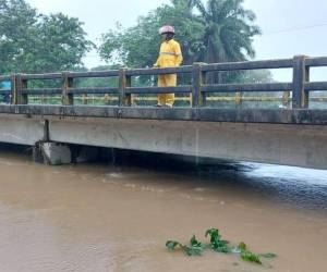 El Río Esperanza en Tela, Atlántida, permanece bajo vigilancia porque ya alcanzó altos niveles.