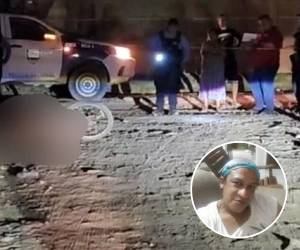 Escena del crimen contra Carlos Omar Matute Varela y fotografía suya en vida.