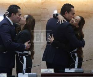 El ahora presidente del Congreso Nacional para el período 2026–2030 fue captado por el lente de EL HERALDO en un momento romántico con su esposa, Yohana Estrada.