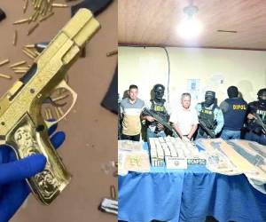 Dos hombres fueron capturados en un operativo realizado en Copán, donde las autoridades incautaron más de 2.1 millones de dólares en efectivo y un poderoso arsenal, incluyendo armas de fuego supuestamente bañadas en oro.