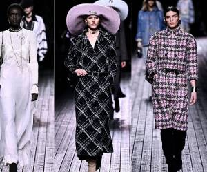 La casa Chanel organizó el martes un desfile “como un invierno aterciopelado junto al mar”, con grandes sombreros de playa, vestidos anchos y confortables y camisones.