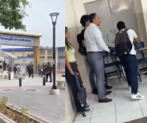 Con mesas y sillas, los estudiantes y docenes empezaron a cerrar los accesos de las aulas en la universidad.