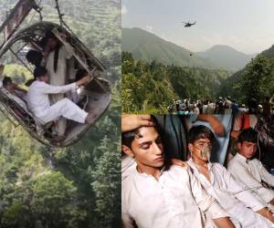 Con helicópteros militares y soldados deslizándose en tirolina, el ejército consiguió rescatar el martes a ocho personas, entre ellos seis escolares, atrapadas durante horas en un teleférico artesanal en un remoto valle de Pakistán. La delicada operación duró todo el día y concluyó al filo de la noche. Este tipo de cabinas artesanales, que funcionan con cables o incluso con simples cuerdas, son habituales en Pakistán para comunicar pueblos aislados en zonas montañosas.