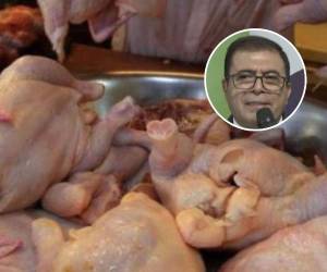 El secretario de Desarrollo Económico, Fredis Cerrato, dudó sobre el precio de la libra de pollo. El funcionario estimó que se pagaban siete lempiras por ese producto.