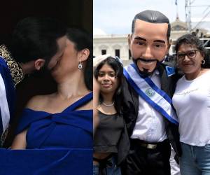 Un beso entre la pareja presidencial, el vistoso traje del mandatario y disfraces de los presentes fueron parte de las curiosidades que dejó la toma de posesión del segundo mandato de Nayib Bukele como presidente de El Salvador, en una solemne ceremonia desarrollada en la plaza Gerardo Barrios, frente al Palacio Nacional salvadoreño. A continuación las imágenes.