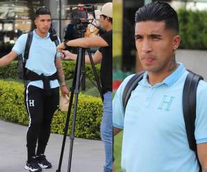 El jugador Michaell Chirinos mientras atendría a la prensa hondureña que cubrió la llegada de la ‘H’ en Palmerola.