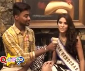 Miss Honduras Mundo en una entrevista de televisión.