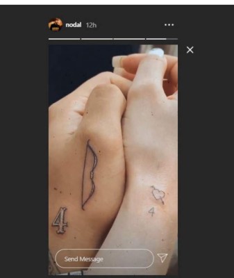 Belinda presume su amor y se tatúa las iniciales de Christian Nodal