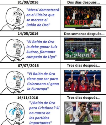 Los graciosos memes que dejó la entrega del Balón de Oro 2016