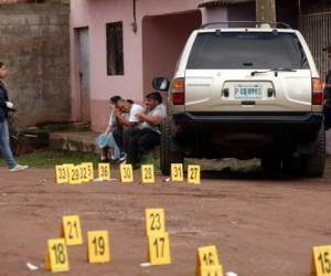 Escena del crimen de un laboratorista en la colonia Las Palmas en Tegucigalpa, Francisco Morazán, el 23 de junio.