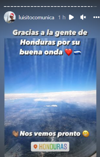 El mexicano también posteó un imagen tomada desde el avión con un mensaje de agradecimiento y el texto: “Nos vemos pronto”.