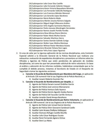 Comisión depuradora separa a 71 oficiales de la Policía Nacional
