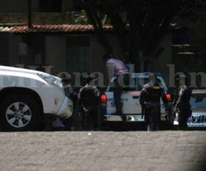 La audiencia que se desarrolla en los Tribunales de Sentencia de Tegucigalpa inició a las 10:00 de la mañana de este lunes (Foto: Emilio Flores/ El Heraldo Honduras/ Noticias de Honduras)