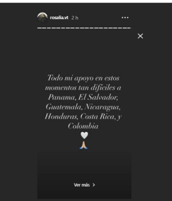 Rosalía envía mensaje a los hondureños tras destructivo Iota