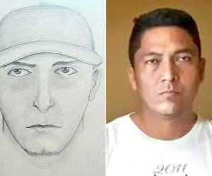 Retrato hablado de asesino del exfiscal y la foto de Alix Omar Cálix, sospechoso de la muerte de una menor.