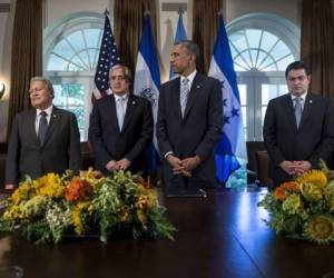 Salvador Sánchez Cerén, Otto Pérez, Barack Obama y Juan Orlando Hernández.