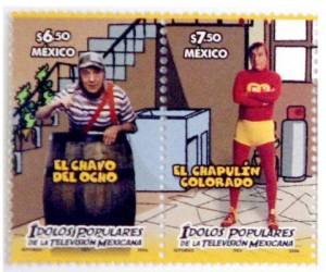 Estampillas en memoria al comediante mexicano 'Chespirito' y 'El Chapulín Colorado'.