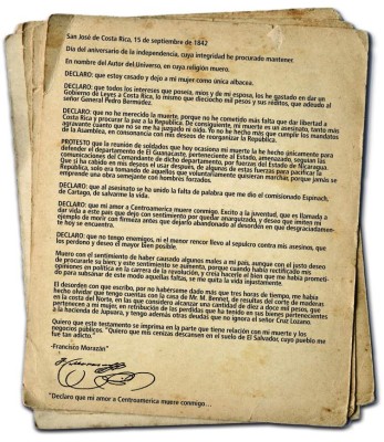 Intimidado y en medio del tumulto, Morazán dictó su testamento