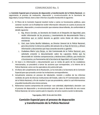 Corrales, el Tigre Bonilla y María Luisa Borjas llamados ante comisión depuradora