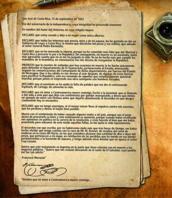 Intimidado y en medio del tumulto, Morazán dictó su testamento