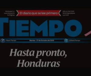 Primera plana de Diario Tiempo.