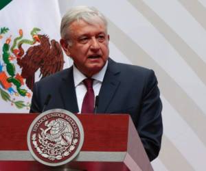 El presidente mexicano, Andrés Manuel López Obrador, hablando en el Palacio Nacional en la ciudad de México. Foto AP.