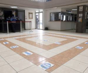 Las instalaciones de la DNVT están señalizadas para que las personas guarden la distancia. Se atenderá una cantidad limitada cada día. Foto: Alejandro Amador/ EL HERALDO