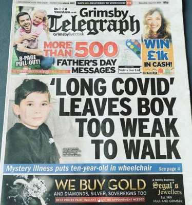 La dramática historia de Jacob, un niño de 10 años que dejó de caminar a causa del coronavirus (FOTOS)