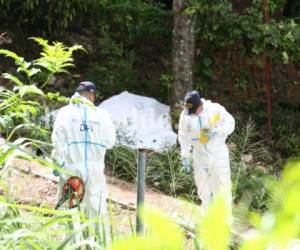 Equipo forense hace el levantamiento de los tres cadáveres en colonia Brasilia de la capital de Honduras. Fotos: Mario Urrutia/ EL HERALDO