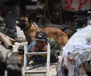 Un rescatista escucha con un aparato para detectar sonidos que alerten de sobrevivientes entre los escombros. (Foto: AFP/ El Heraldo Honduras, Noticias de Honduras)