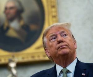 El presidente Donald Trump habla durante una reunión con el primer ministro irlandés Leo Varadkar en la Oficina Oval de la Casa Blanca, el jueves 12 de marzo de 2020. (AP Foto/Evan Vucci)
