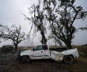 Daños causados por el huracán Laura vistos antes de la llegada de Delta, que se espera que toque tierra el 9 de octubre, en Cameron, Luisiana, el 8 de octubre de 2020. Foto: AP
